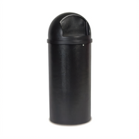 Marshal Classic 25 Gallon Round Bathroom Trash Can with Dome Lid, Black