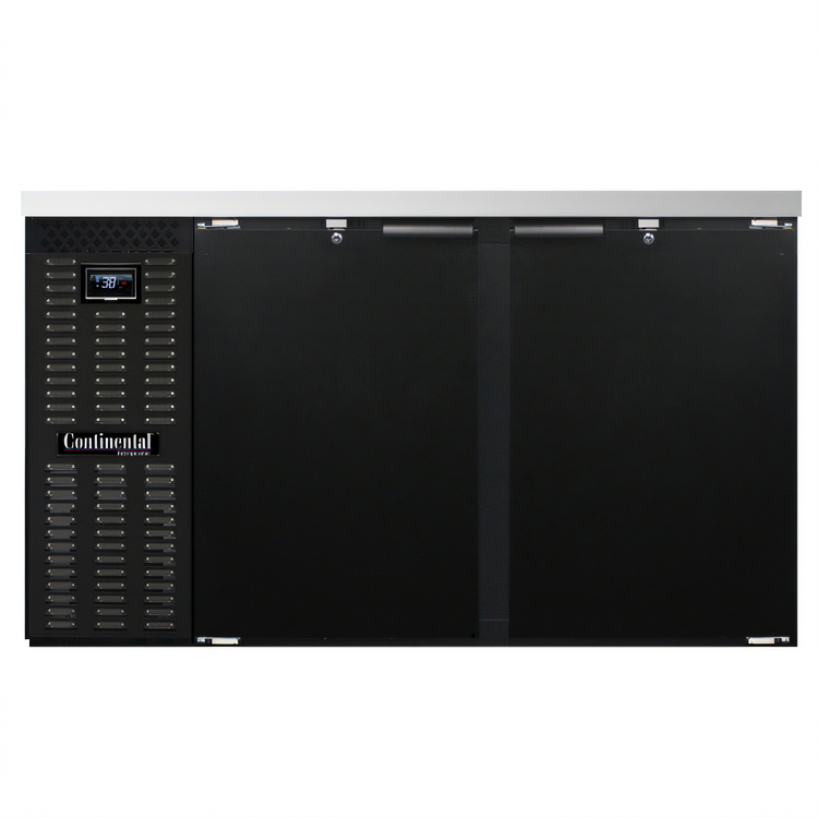 Product image #1 for Continental Refrigerator 59-Inch 2-Door Refrigerated Back Bar Cooler with Stainless Steel Top, Black Enamel Exterior