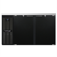 Continental Refrigerator 59-Inch 2-Door Refrigerated Back Bar Cooler with Stainless Steel Top, Black Enamel Exterior