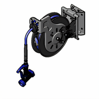 Open Epoxy-Coated Retractable Water Hose Reel with 35-Foot Hose, Front Trigger Water Gun, and Swing Bracket