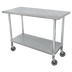 Thumbnail image #1 for Advance Tabco Special Value Series Mobile Flat Top Stainless Steel Work Table with Adjustable Undershelf, 72 x 30 Inch