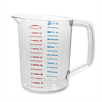 Bouncer 2-Quart Clear Polycarbonate Measuring Cup with Red and Blue Markings