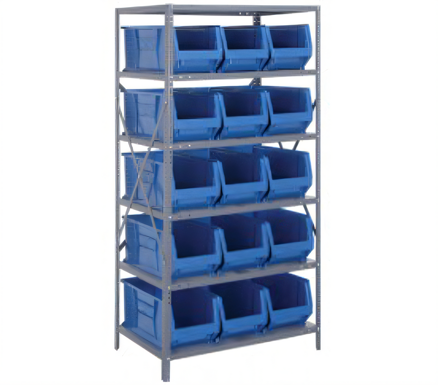 Product image #1 for Quantum Heavy-Duty Wire Shelving Unit with 8 Shelves and 15 Storage Bins, 24 x 36 x 75 Inches