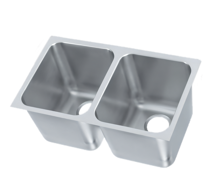 Product image #1 for Vollrath Two-Compartment Weld-In/Undermount Sink, 14" W x 12" D x 12" Deep, 18 Gauge Stainless Steel