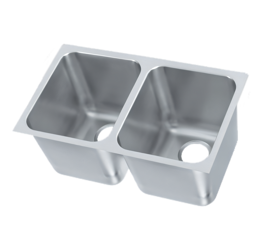 Product image #1 for Vollrath Two-Compartment Weld-In/Undermount Sink, 14" W x 12" D x 12" Deep, 18 Gauge Stainless Steel