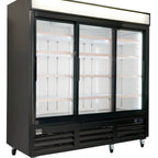 Thumbnail image #1 for Kelvinator Commercial KCHSGM72R Three-Section Reach-In Refrigerated Glass Door Merchandiser, 72 Cu. Ft., Sliding Doors, Bottom-Mount Refrigeration