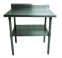 30-Inch x 30-Inch 16-Gauge Stainless Steel Corner Work Table with 5-Inch Riser and Adjustable Undershelf