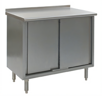 Spec-Master Enclosed Work Table with Cabinet Base and Sliding Doors, 60 x 24 Inches, 14-Gauge Stainless Steel Top