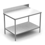 Thumbnail image #1 for Winholt Equipment DPTSB-2460 Poly Top Work Table, 60"W x 24"D x 34"H, 5/8" Top, 6" Backsplash, Stainless Steel Base and Undershelf
