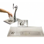 Thumbnail image #1 for Micro Matic USA DP-1611 Surface-Mount Platform Drip Tray with Glass Rinser, Polished Stainless Steel, 59 x 20 Inches, for 12-14 Faucets