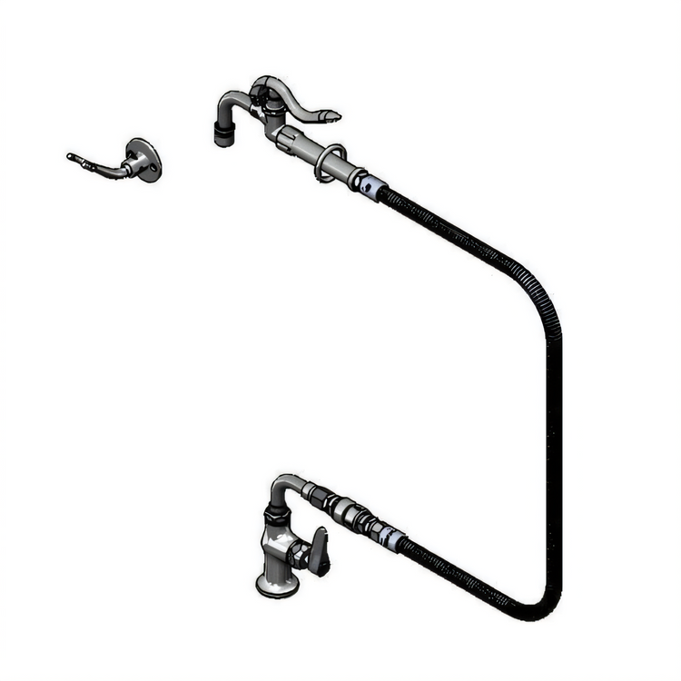 Product image #1 for T&S Brass Single-Hole Deck Mount Pot Filler Mixing Faucet with 96-Inch Hose and 90° Spray Valve
