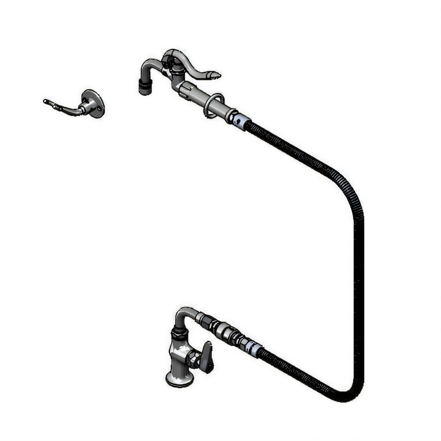 Product image #1 for T&S Brass Single-Hole Deck Mount Pot Filler Mixing Faucet with 96-Inch Hose and 90° Spray Valve
