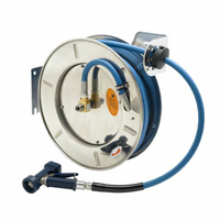 T&S Brass Open Stainless Steel Retractable Hose Reel with 1/2 Inch x 50 Foot Hose and Rear Trigger Water Gun