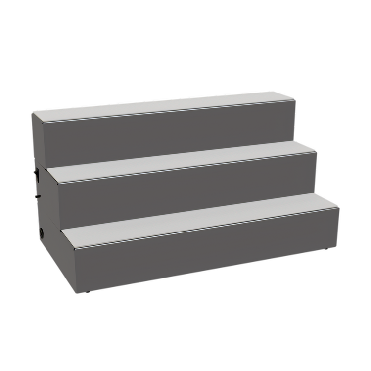 Product image #1 for Glastender 24-Inch Wide 3-Tier Lighted Liquor Display with LED Lights, Black Vinyl-Clad Steel