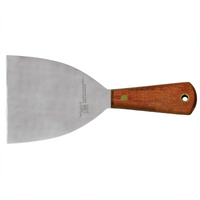 Omcan 4-Inch Stainless Steel Pan Scraper with Wood Handle and Hanging Hole