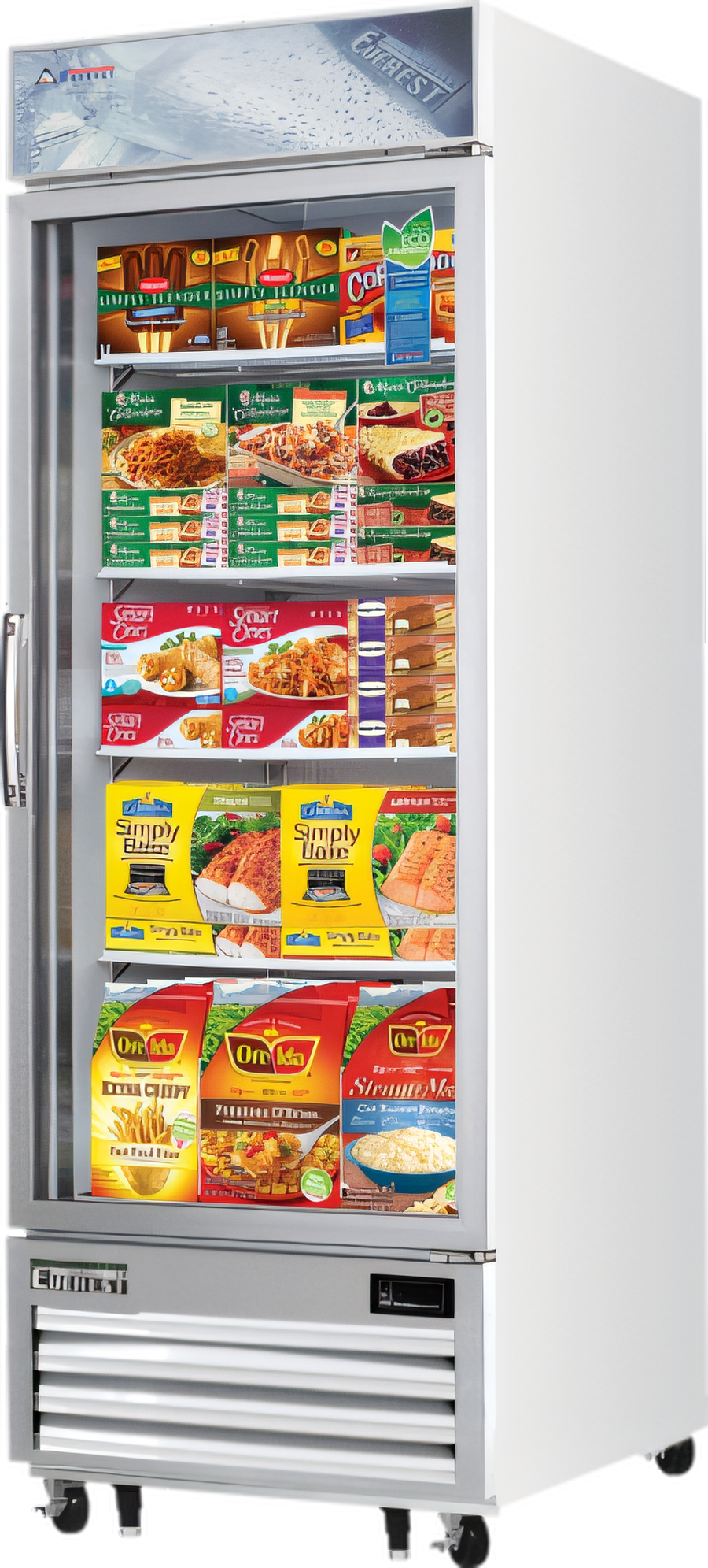 Product image #1 for Everest Refrigeration Reach-In Glass Door Merchandiser Freezer, 1-Section, 23.0 Cu. Ft., Self-Contained Bottom Mount