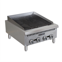 Black Diamond 24-Inch Heavy Duty Countertop Radiant Gas Charbroiler, 4 Burners, Natural Gas