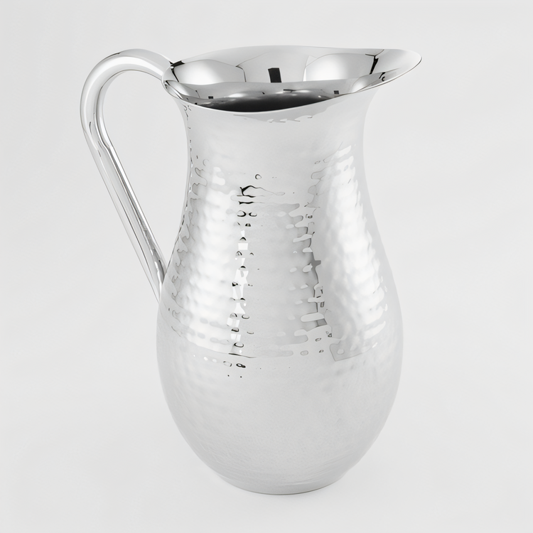 Product image #1 for American Metalcraft 84 oz Hammered Stainless Steel Bell Pitcher with Ice Guard