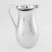 American Metalcraft 84 oz Hammered Stainless Steel Bell Pitcher with Ice Guard