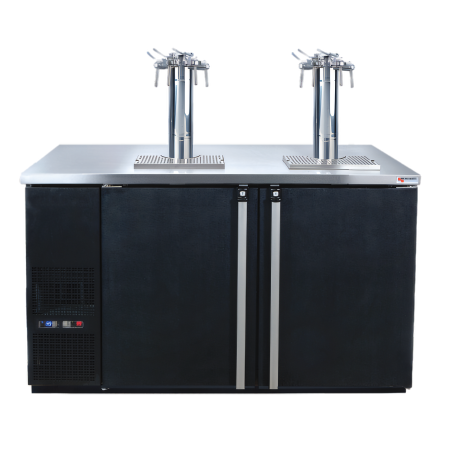 Product image #1 for Pro-Line E-Series Dual Temperature Wine Cooler Dispenser, 2-Section, 59-1/2 Inch Wide, Self-Contained, 8 1/6 Barrel Capacity
