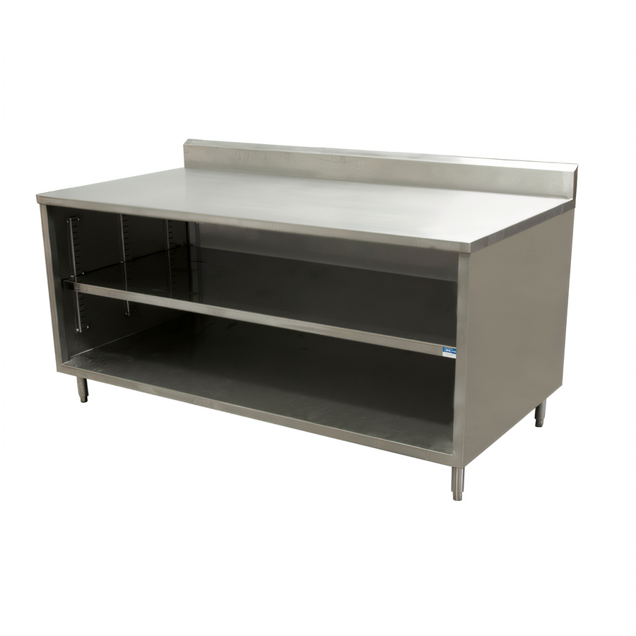 Product image #1 for BK Resources 72-Inch x 36-Inch Stainless Steel Chef Table with Open Front Cabinet Base and 5-Inch Backsplash