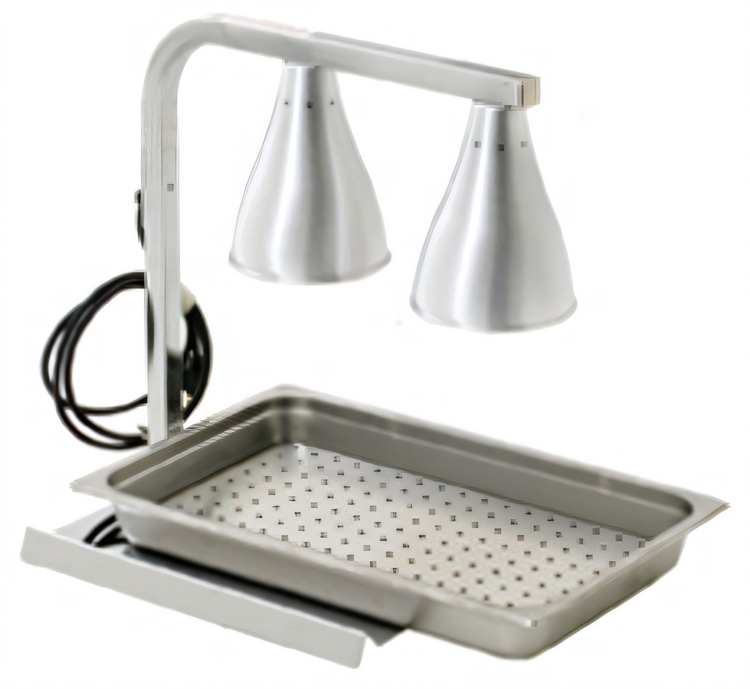 Product image #1 for RedHots Portable Two-Bulb Freestanding Heat Lamp Bulb Warmer with Stainless Steel Pan and Drain Insert