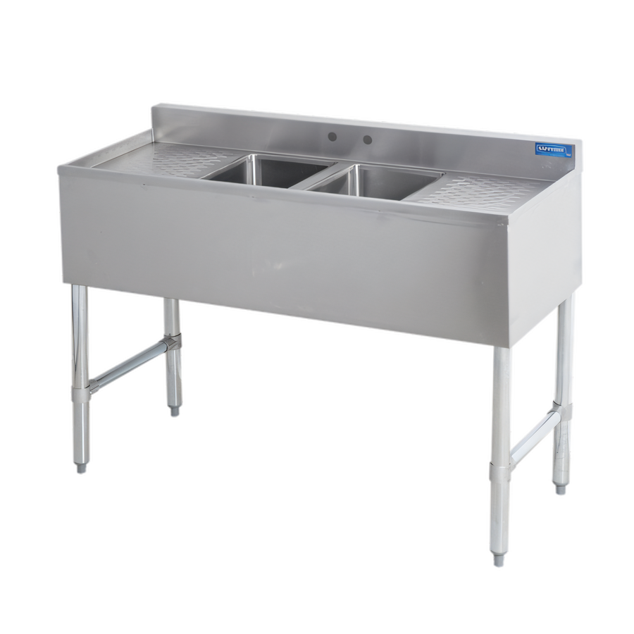 Product image #1 for Sapphire Manufacturing Two-Compartment Underbar Sink with Dual Drainboards, 48 Inches