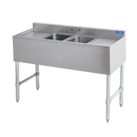 Sapphire Manufacturing Two-Compartment Underbar Sink with Dual Drainboards, 48 Inches