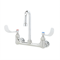T&S Brass Wall Mount Mixing Pantry Faucet, 8-Inch Centers, Rigid/Swivel Gooseneck, 1.0 GPM Aerator