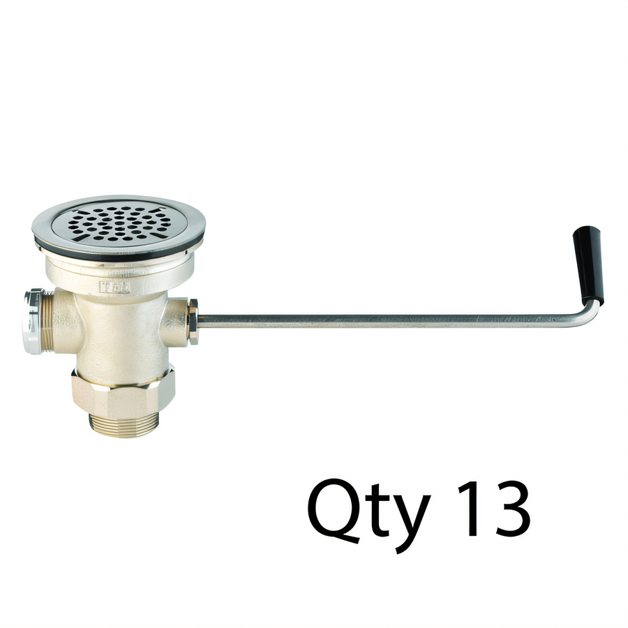 Product image #1 for T&S Brass Rotary Twist-Handle Waste Valve for 3-Inch Sink Opening, 2-Inch NPT Drain Outlet