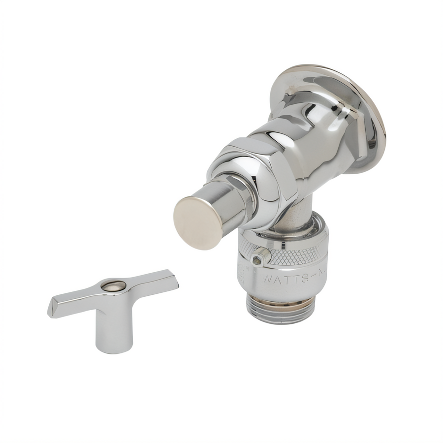 Product image #1 for T&S Brass Wall-Mount Single-Temperature Sill Faucet with Vacuum Breaker, Loose Key Stop, and Polished Chrome Finish