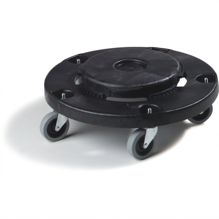 Product image #1 for Bronco Black Round Waste Container Dolly with Replaceable Casters for 20-55 Gallon Containers