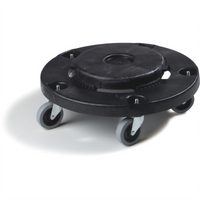 Bronco Black Round Waste Container Dolly with Replaceable Casters for 20-55 Gallon Containers