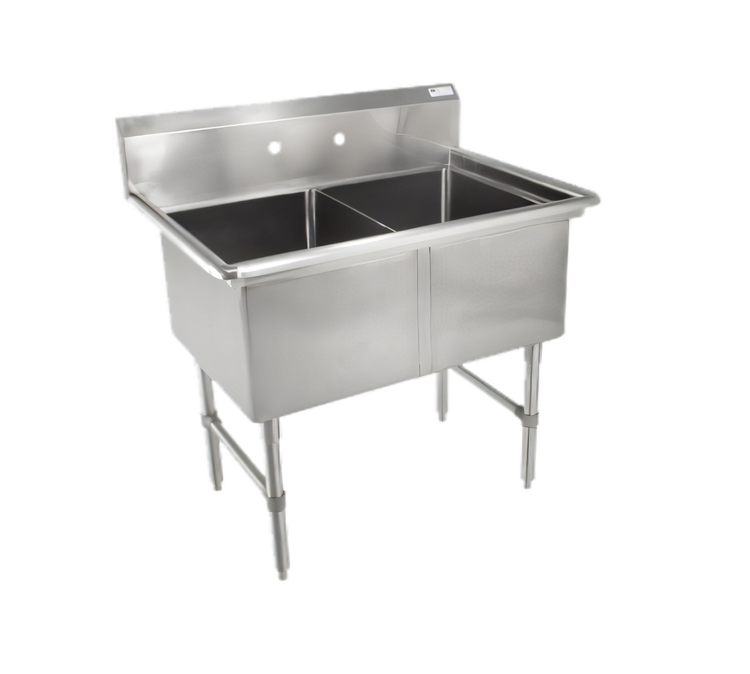 Product image #1 for John Boos B Series 2-Compartment 16 Gauge Stainless Steel Sink with 10-Inch Backsplash, 41-1/8 Inch Wide