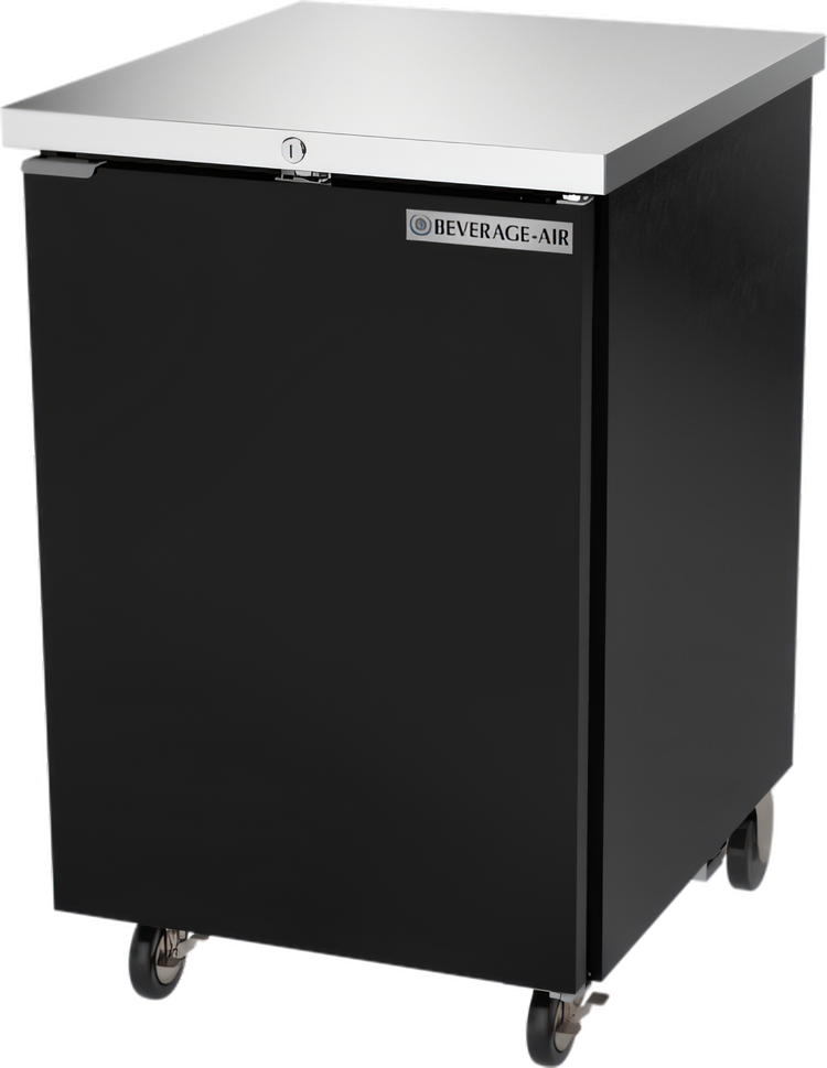 Product image #1 for Beverage-Air BB24HC-1-F-B Refrigerated Back Bar Storage Cabinet, One-Section, 24-Inch Wide, Solid Door, Black Exterior, Stainless Steel Top