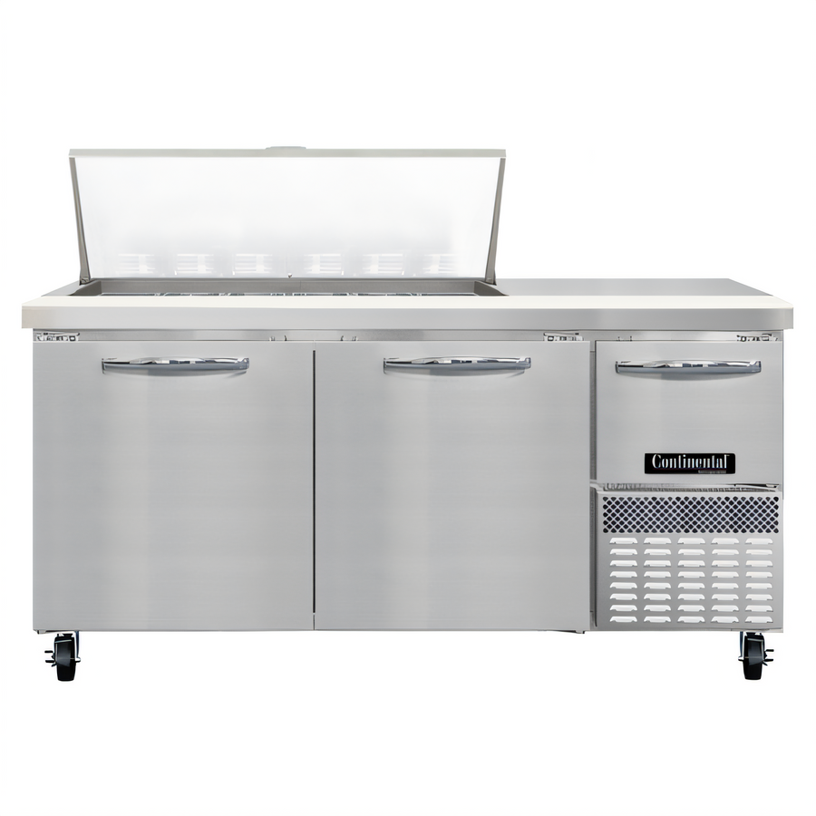Product image #1 for Continental Refrigerator RA68N18M 68" 3-Door Refrigerated Sandwich Prep Table with 18 Pan Capacity