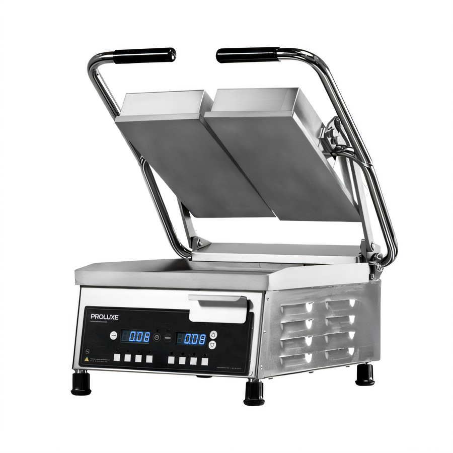 Product image #1 for Proluxe Vantage Compact Split-Lid Commercial Panini Press with Dual 6-Inch Smooth Grill Surfaces
