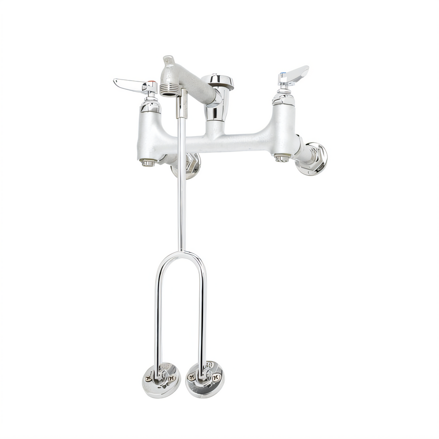 Product image #1 for T&S Brass B-0655-BSTR 8-Inch Wall Mount Service Sink Faucet with Vacuum Breaker, Built-In Stops, Rough Chrome Finish