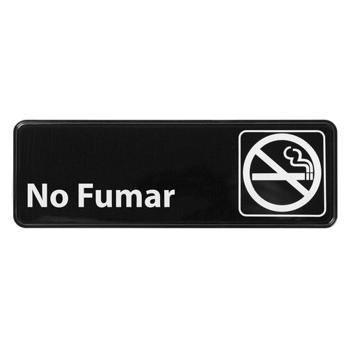 Product image #1 for Winco Spanish No Smoking Information Sign, 9 x 3 Inch, Black Plastic with White Imprint