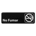 Thumbnail image #1 for Winco Spanish No Smoking Information Sign, 9 x 3 Inch, Black Plastic with White Imprint