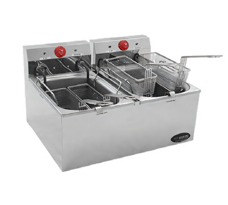 Product image #1 for RedHots Countertop Double-Tank Electric Fryer with Dual 15-Lb. Fry Pots, 208/240V