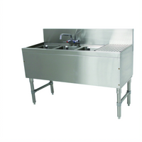 Advance Tabco Prestige Supreme 3-Compartment Stainless Steel Underbar Sink Unit with Right Drainboard, 60 x 20 x 36 Inches