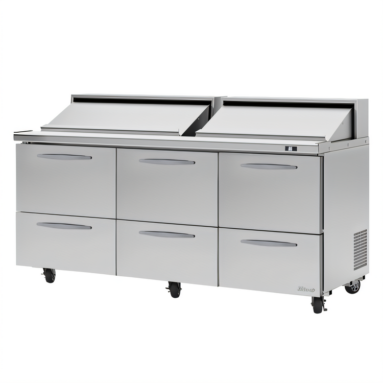 Product image #1 for Turbo Air PRO Series 72-5/8 Inch Three-Section Sandwich/Salad Prep Table with 6 Drawers and Rear-Mounted Self-Contained Refrigeration
