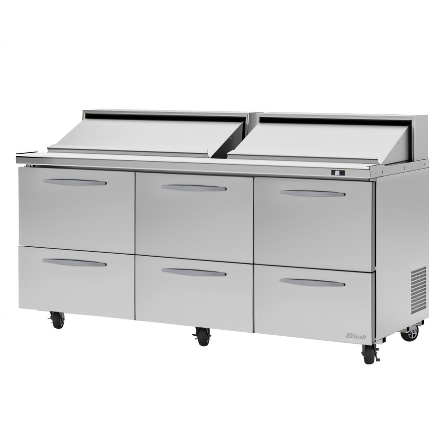 Product image #1 for Turbo Air PRO Series 72-5/8 Inch Three-Section Sandwich/Salad Prep Table with 6 Drawers and Rear-Mounted Self-Contained Refrigeration
