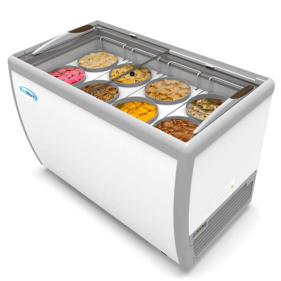 Product image #1 for KoolMore 50-Inch 8-Tub Ice Cream Dipping Display Freezer with Sliding Glass Top, 13 Cu. Ft.