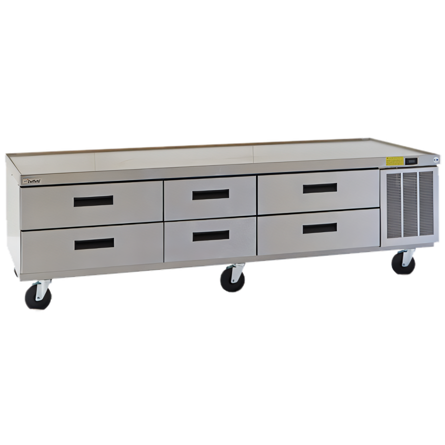 Product image #1 for Delfield Low Profile Refrigerated Equipment Stand with 6 Drawers, 96-1/4 Inch Wide