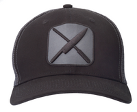 Mercer Culinary Black Trucker Cap with Gray Mesh Back and Logo Patch