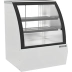 Thumbnail image #1 for Beverage Air CDR3HC-1-W-D Dry Deli/Bakery Display Case, 37 1/4" Wide, Curved Front Glass, White Exterior, 2 Adjustable Shelves