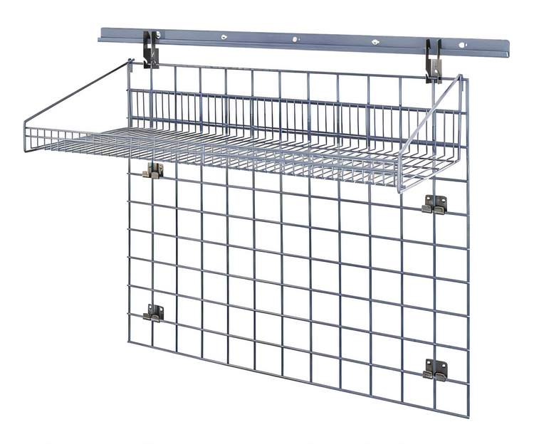 Product image #1 for Quantum Store Grid Standard-Duty Wall-Mounted Starter Kit with 40-Inch Wall Track, 36 x 30 Grid Panel, and 36 x 18 Shelf