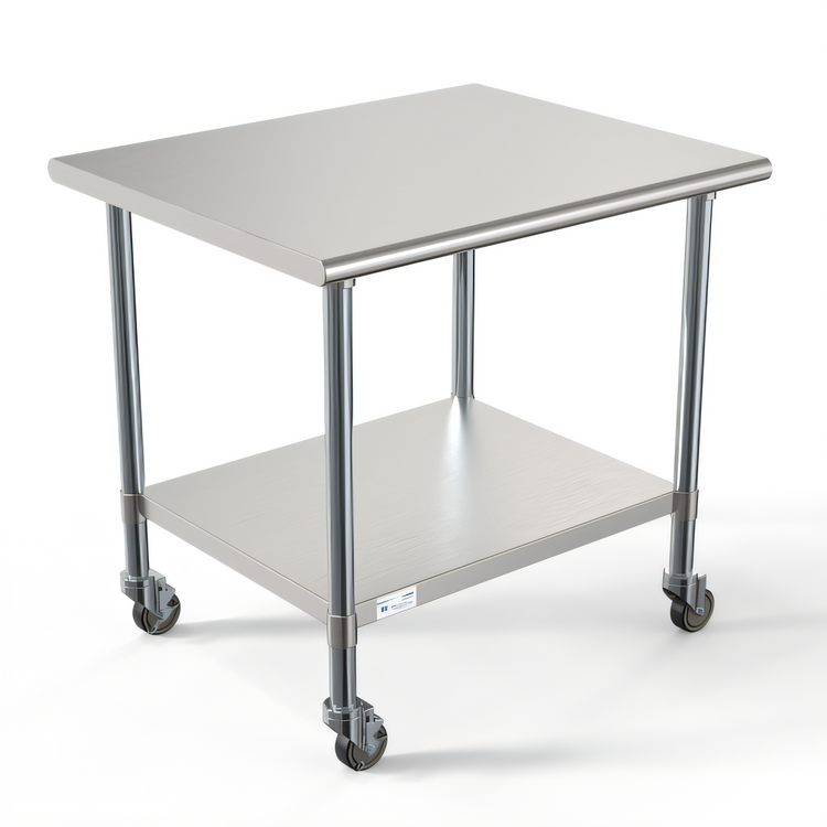Product image #1 for KoolMore 36 Inch x 30 Inch Stainless Steel Work Table with Undershelf and Lockable Casters